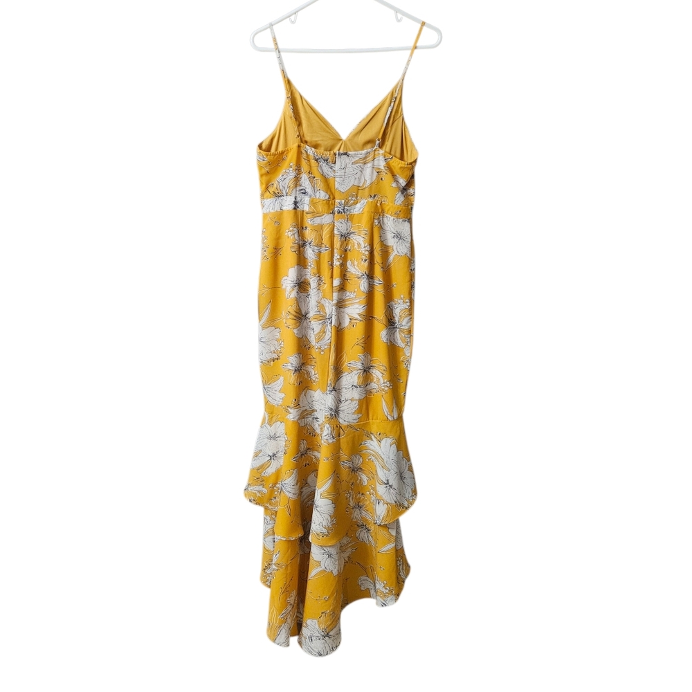 Lulus High Low Maxi Dress NEW Darling Daylily Mustard Yellow Floral Print Large - Picture 2 of 14